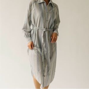 Polagram Blue and White Striped Dress